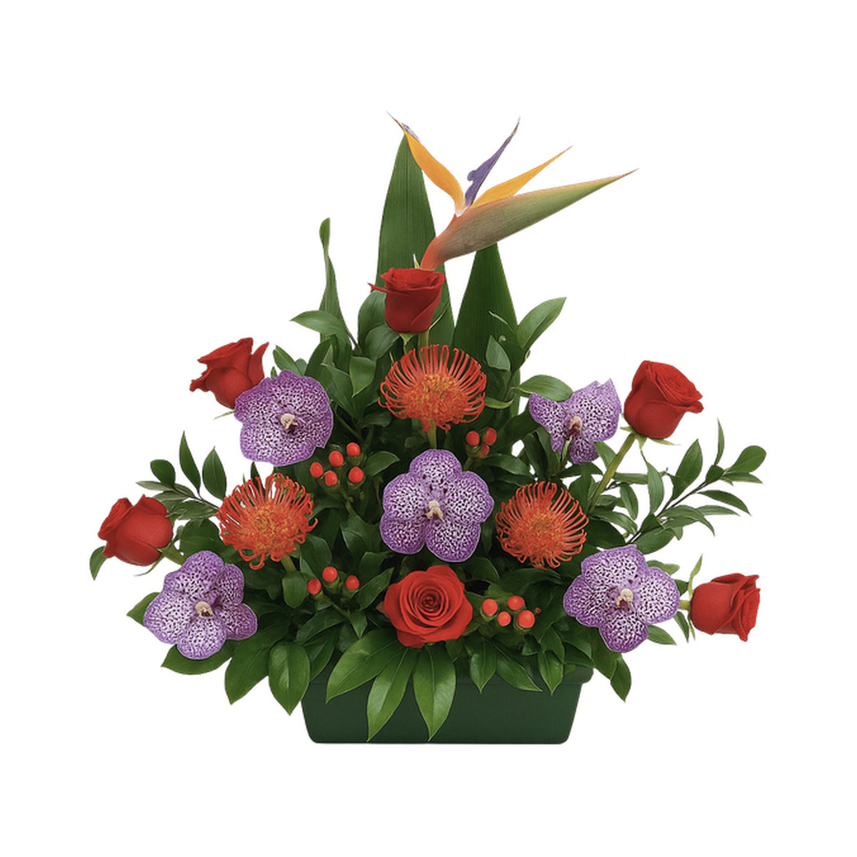 Centro tropical con rosas